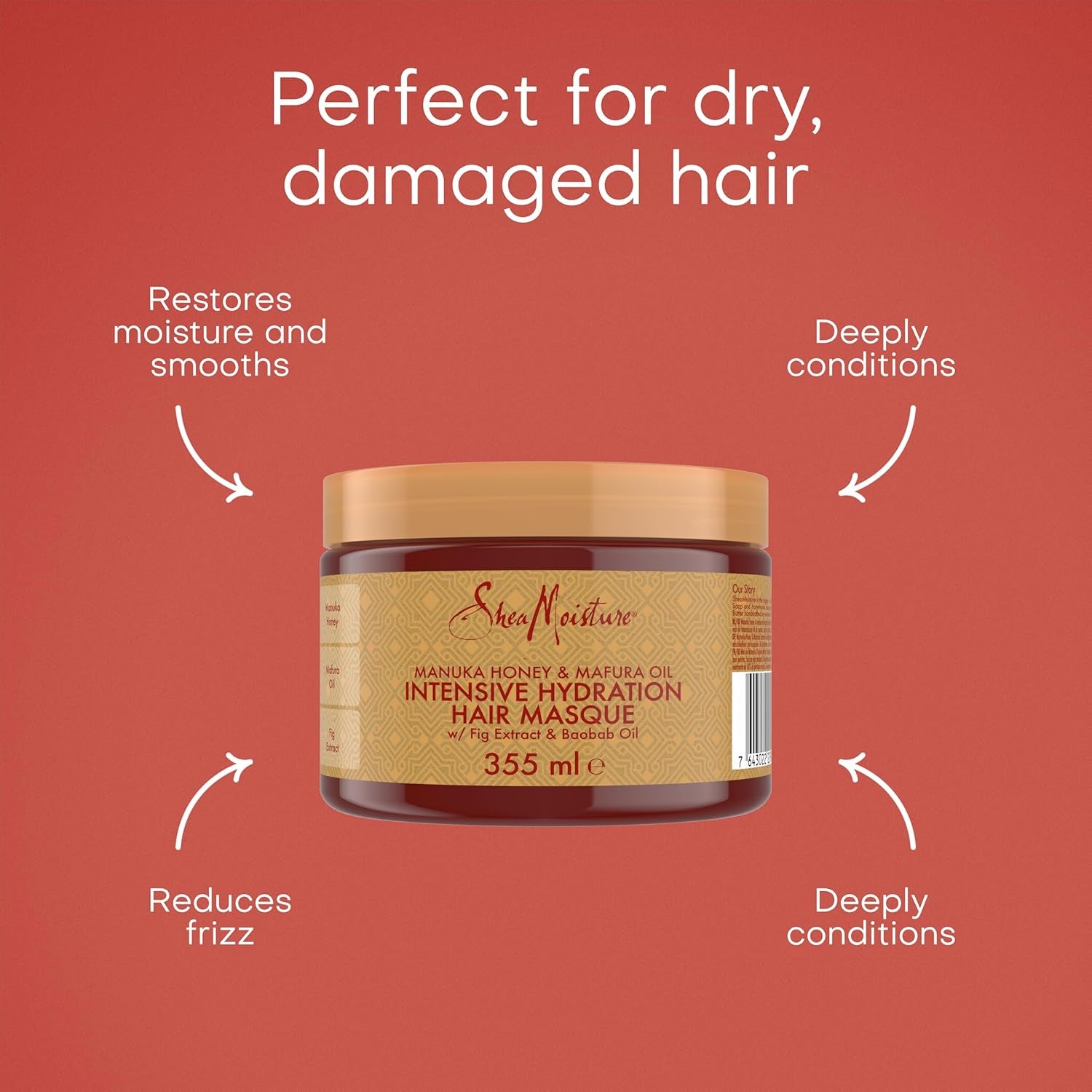 Sheamoisture Manuka Honey & Mafura Oil Intensive Hydration Hair Mask Sulphate and Silicone Free for Dry, Damaged Hair 355 Ml