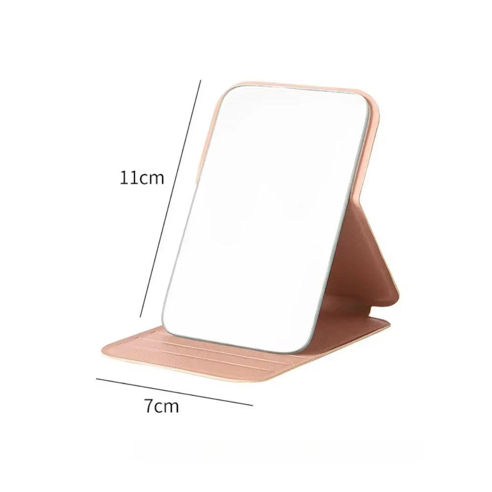 Desktop Makeup Mirror PU Leather Portable Vanity Mirror Foldable Hand Mirror Compact Mirrors Cute Pocket Mirrors for Travel Tool