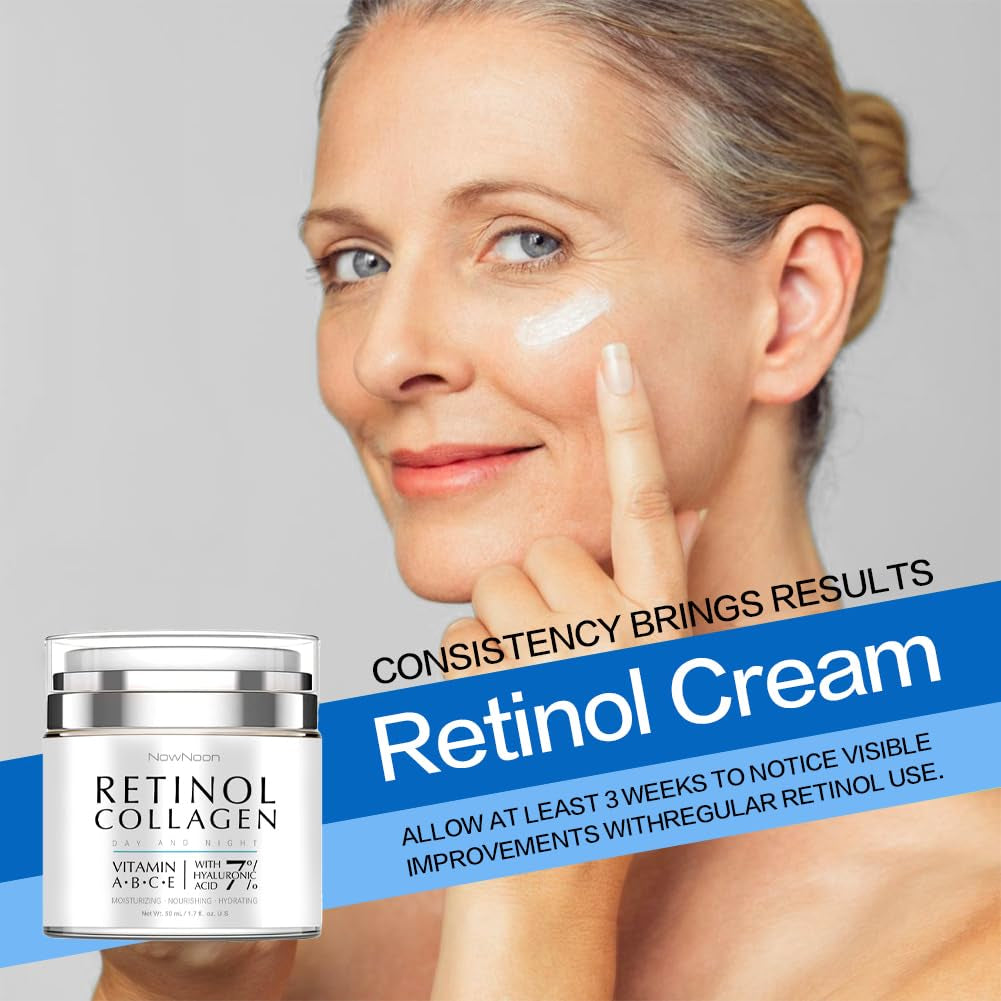 Collagen, Retinol & Hyaluronic Acid Face Cream - Anti-Aging Face Moisturizer Cream for Neck & Body Tightening Skin, Daily Moisturizer Face Cream for Women and Men - 1.7 Fl.Oz.