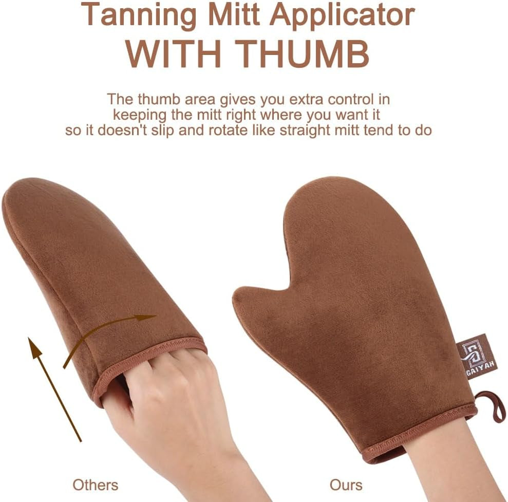 Self Tanning Mitt Tan Mitt - Double Sided Fake Tan Mitt Self Tan Mitt with Thumb Ultra Soft Tanning Mit