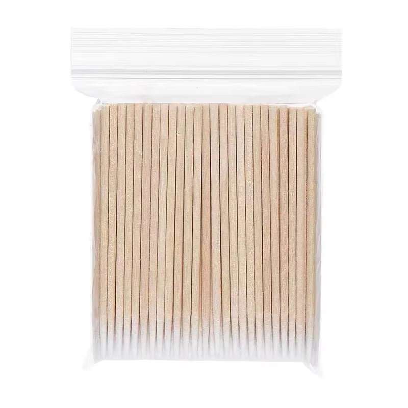 100Pcs Nails Wood Swab Clean Sticks Bud Tip Wooden Cotton Head Manicure Detail Corrector Nail Polish Remover Art Tool